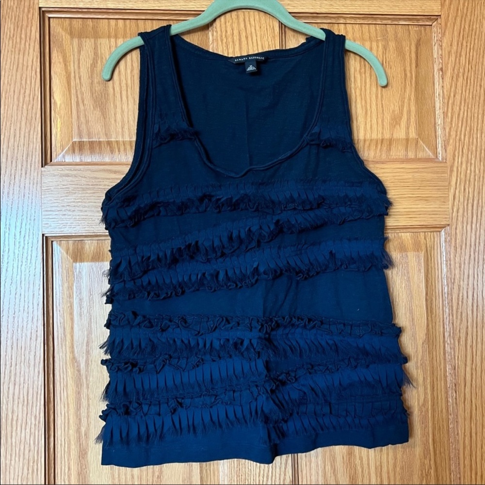 Banana Republic size medium (M) navy fringe sleeveless top